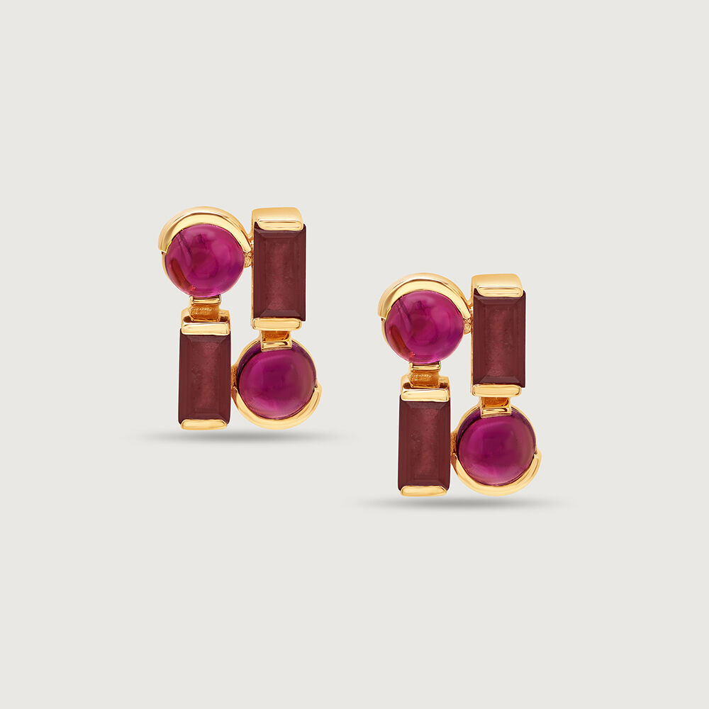 Single Ruby Stone Gold Plated Stud Earring ER3094