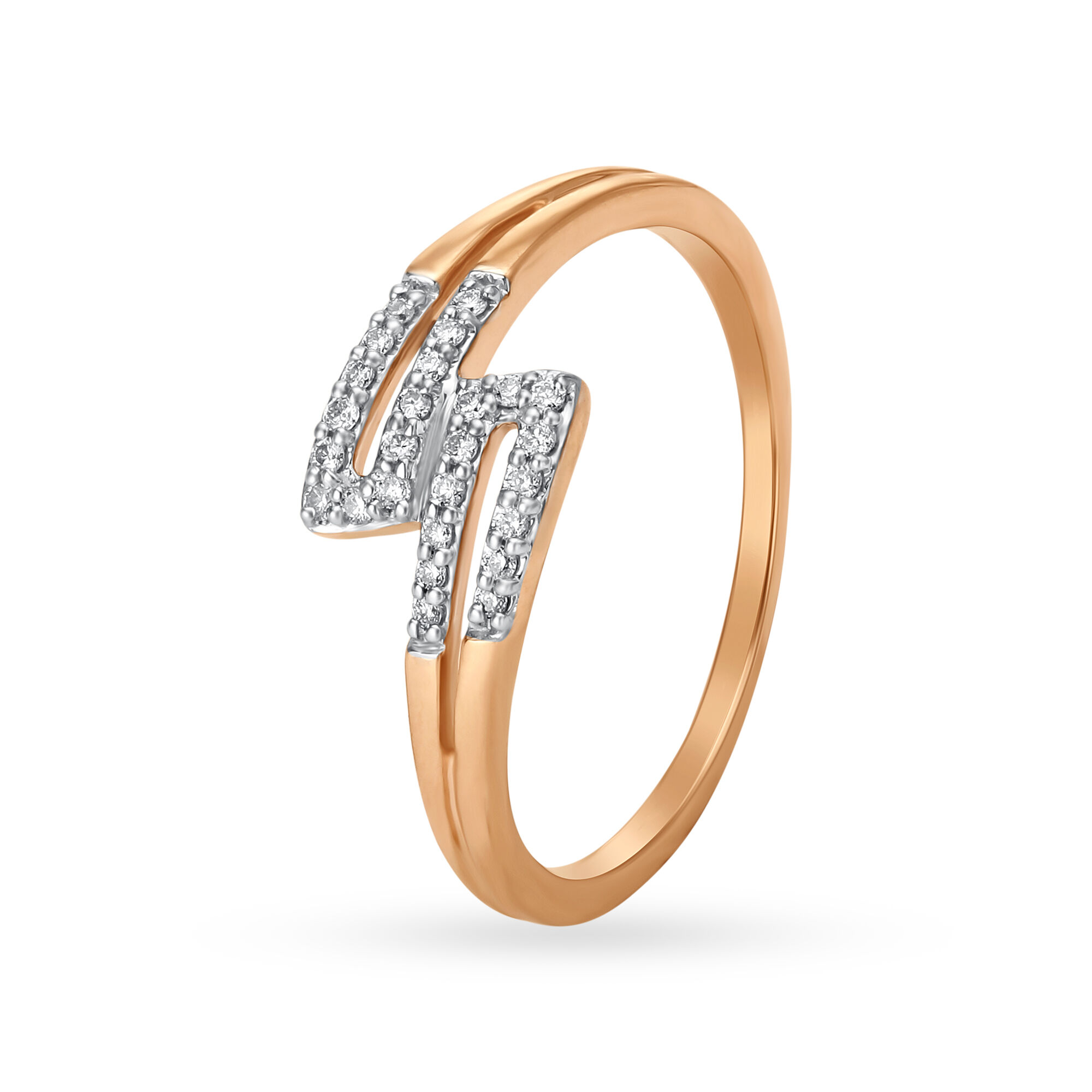 Geometric Rose Gold and Diamond Finger Ring
