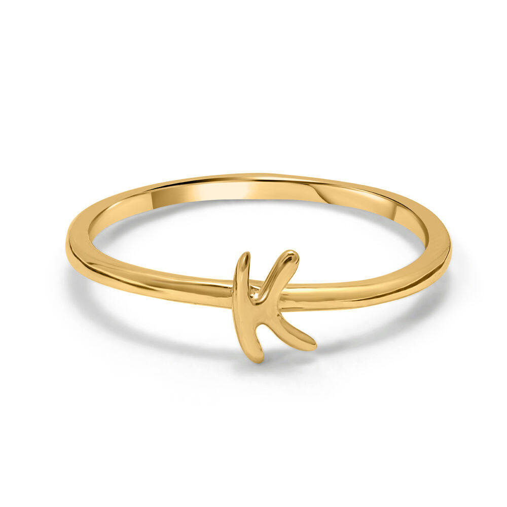 cz alloy Gold plated Valentine collection Initial '' K '' Letter in heart  ring alphabet collection for women and Girls - VIGHNAHARTA - 3592840