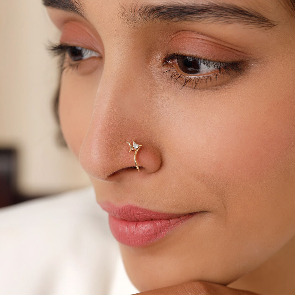2mm Hot Pink Gemstone Nose Piercing Sterling Silver 22k Gold Plating Indian Nose  Ring - Etsy