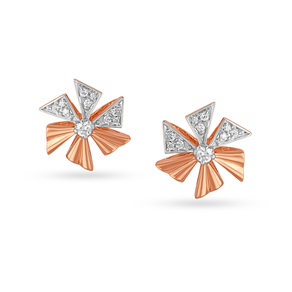 Evara Platinum Rose Gold Diamonds Earrings for Women JL PT E 255